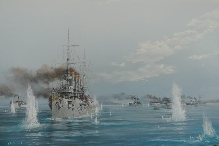 Battle Of Varyag And Koreetz At Chemulpo - oil, canvas