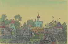Province - etching, watercolors, toned paper