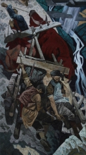 In The Mountains Of Caucasus - oil, canvas